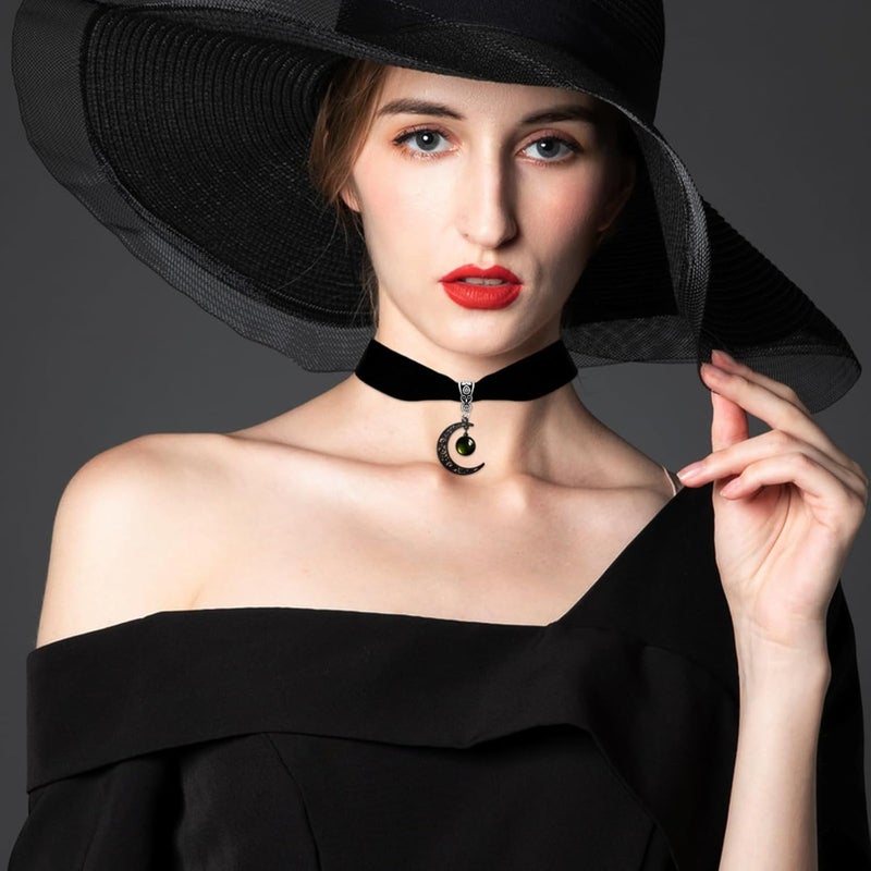 Cicod Gothic Black Velvet Goth Choker Necklace for Women,Cameo Black Choker Crow Skull Pendant Necklace Vintage Collar Skull Necklace Gothic Jewelry - Image 2
